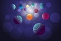 Color glowing orbs flying in space. illustration Royalty Free Stock Photo