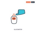 2 color Glucometer concept line vector icon. isolated two colored Glucometer outline icon with blue and red colors can be use for Royalty Free Stock Photo