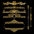 Color Gold Vintage Decorations Elements. Flourishes Calligraphic Ornaments and Frames. Retro Style Design