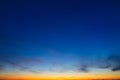 Color gradient on the sky. Sky with clouds during sunset. Clouds and blue sky. Royalty Free Stock Photo