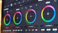 Color grading graph or RGB colour correction indicator on monitor Royalty Free Stock Photo