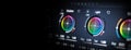 Color grading tools or RGB colour correction indicator on monitor