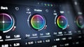 Color grading tools or RGB colour correction indicator on monitor Royalty Free Stock Photo