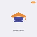 2 color graduation cup concept vector icon. isolated two color graduation cup vector sign symbol designed with blue and orange Royalty Free Stock Photo