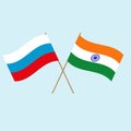 Color graphic image of flags of India and Russia. Isolated vector.