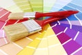 Color guide sampler and paint brush Royalty Free Stock Photo