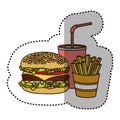 color hamburger, soda and fries french icon