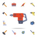color Hand Cordless Hammer Rock Drill icon. Detailed set of color construction tools. Premium graphic design. One of the