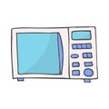 Color hand drawn doodle of a microwave. Vector illustration isolated on white background. Royalty Free Stock Photo
