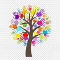 Color Hand Print Tree Isolated Transparent Background Royalty Free Stock Photo