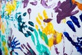 Color handprints on the wall Royalty Free Stock Photo