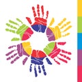 Color hands, mundial colaboration, equality