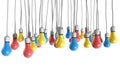 Color Hanging Light Bulbs Royalty Free Stock Photo