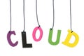 Color hanging wood cloud letters
