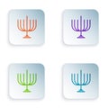 Color Hanukkah menorah icon isolated on white background. Hanukkah traditional symbol. Holiday religion, jewish festival