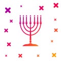 Color Hanukkah menorah icon isolated on white background. Religion icon. Hanukkah traditional symbol. Holiday religion