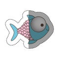 color happy fish cartoon icon Royalty Free Stock Photo