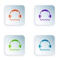 Color Headphones icon isolated on white background. Support customer service, hotline, call center, faq, maintenance