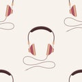 Color headphones seamless vector pattern