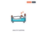 2 color healthy sleeping concept line vector icon. isolated two colored healthy sleeping outline icon with blue and red colors can