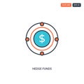 2 color Hedge funds concept line vector icon. isolated two colored Hedge funds outline icon with blue and red colors can be use