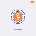 2 color Hedge funds concept vector icon. isolated two color Hedge funds vector sign symbol designed with blue and orange colors