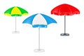 Color hexagonal patio umbrella realistic vector. Outdoor garden parasol. Beach sun shade