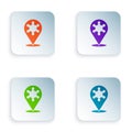Color Hexagram sheriff icon isolated on white background. Police badge icon. Set colorful icons in square buttons