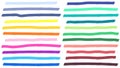 Color highlight marker lines strokes. Colorful highlights, markers stripes and yellow line highlight vector set