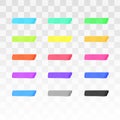 Color highlighter lines set isolated on transparent background. Red, yellow, pink, green, blue, purple, gray, black