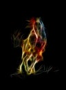 color horse and fractal effect, Black background. Royalty Free Stock Photo