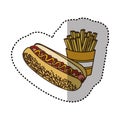 color hot dog and fries french icon Royalty Free Stock Photo