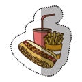 color hot dog, soda and fries french icon