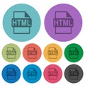 Color HTML file format flat icons