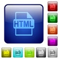 Color HTML file format square buttons Royalty Free Stock Photo