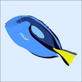 Color icon blue aquarium sea fish cartoon on a white background.