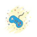 Color icon for a game controller with the splash effect. Flat cartoon style comics