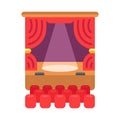 Color icon of the theater. the curtain and spotlight shines on the stage. Royalty Free Stock Photo