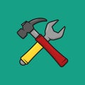 Color icon wrench and hammer, flat illustration Royalty Free Stock Photo