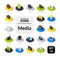 Color icons set in flat isometric illustration style, vector collection Royalty Free Stock Photo