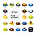 Color icons set in flat isometric illustration style, vector collection