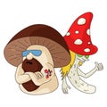 Caricature cartoon mushrooms-bikers