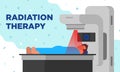 Colorful illustration of radiation therapy in a modetn