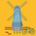 Color illustration of historical symbols of the Netherlands. Vector.