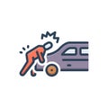 Color illustration icon for Between, accident and people