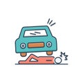 Color illustration icon for Accidental death, lying and injured