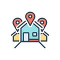 Color illustration icon for Address, location and locale