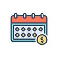 Color illustration icon for Annually, yearly and charge