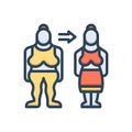 Color illustration icon for Became, obesity and female