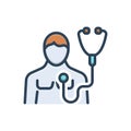 Color illustration icon for Body Check, checkup and patient